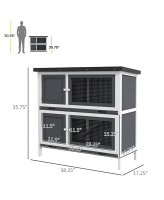 Wooden Bunny Rabbit Hutch, Small Animal Habitat with Ramp, Removable Tray & Weatherproof Roof, Indoor/Outdoor, Gray