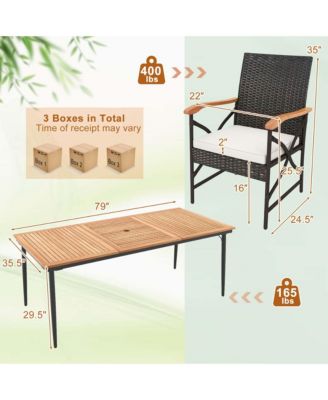 9 PCS Patio Dining Set with 1.9" Umbrella Hole X-frame Armrests Seat Cushions