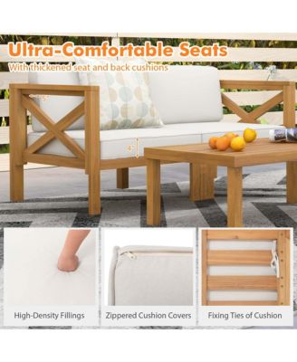 5 PCS Outdoor Conversation Furniture Set with 3 Chairs 1 Ottoman 1 Coffee Table