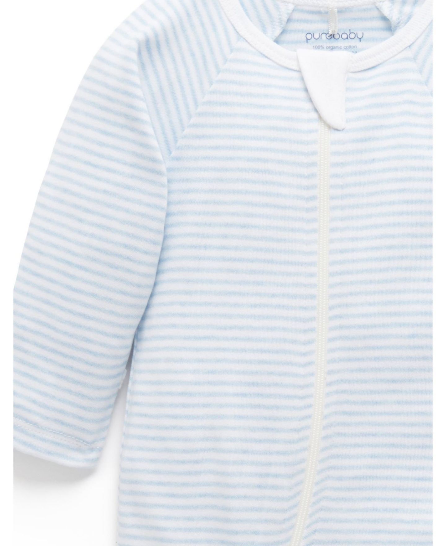 Комплекты Purebaby Zip Coverall & Hat Set для мальчиков-малышей, цвет: Синий меланжевый полосатый — фото 2