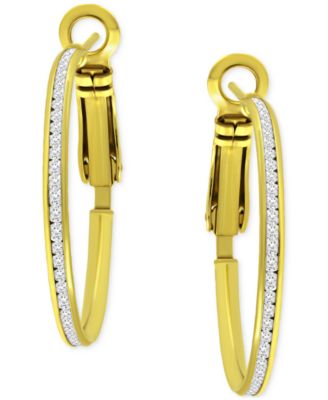 Giani Bernini - Cubic Zirconia (2 ct. t.w.) Small Hoop Earrings in Sterling Silver or 18k Gold Over Sterling Silver, 0.98"