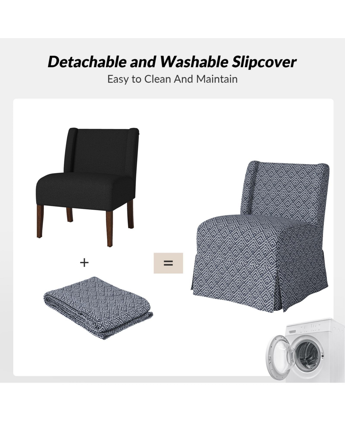 Hulala Home Egmont Transitional Slipper Chair with Slipcover with Washable Slipcover and Solid Wood Legs