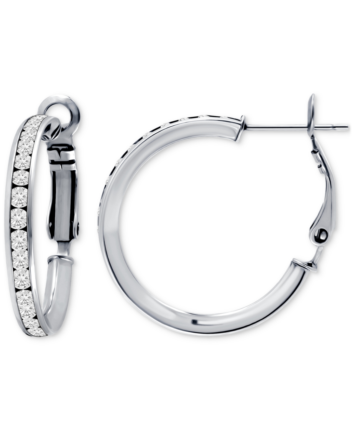 Giani Bernini Cubic Zirconia (8-1/2 Ct. T.w.) Medium Hoop Earrings In Sterling Silver, 1.18", Exclusively At Macy' In Sterling Silver