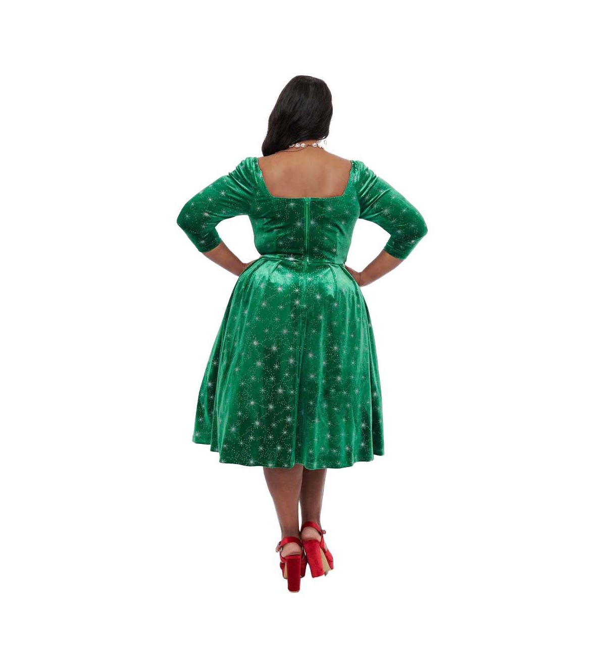 Unique Vintage Plus Size Woven Sweetheart Neckline Lamar Swing Dress
