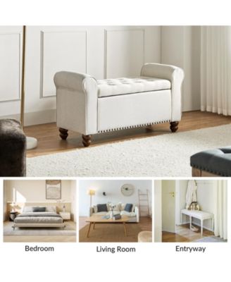 Transitional Carmen 43.7" Wide Storage Bench with Sturdy Wood Legs