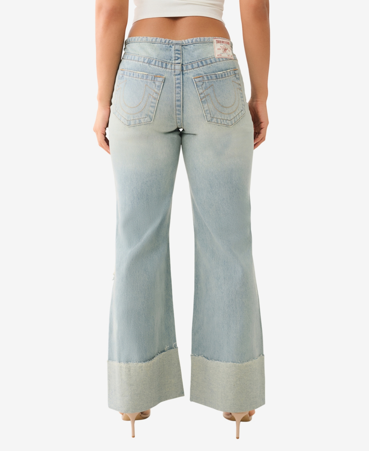 True Religion Women's Cuffed Low Slung Baggy Jean - Lila With Destroy