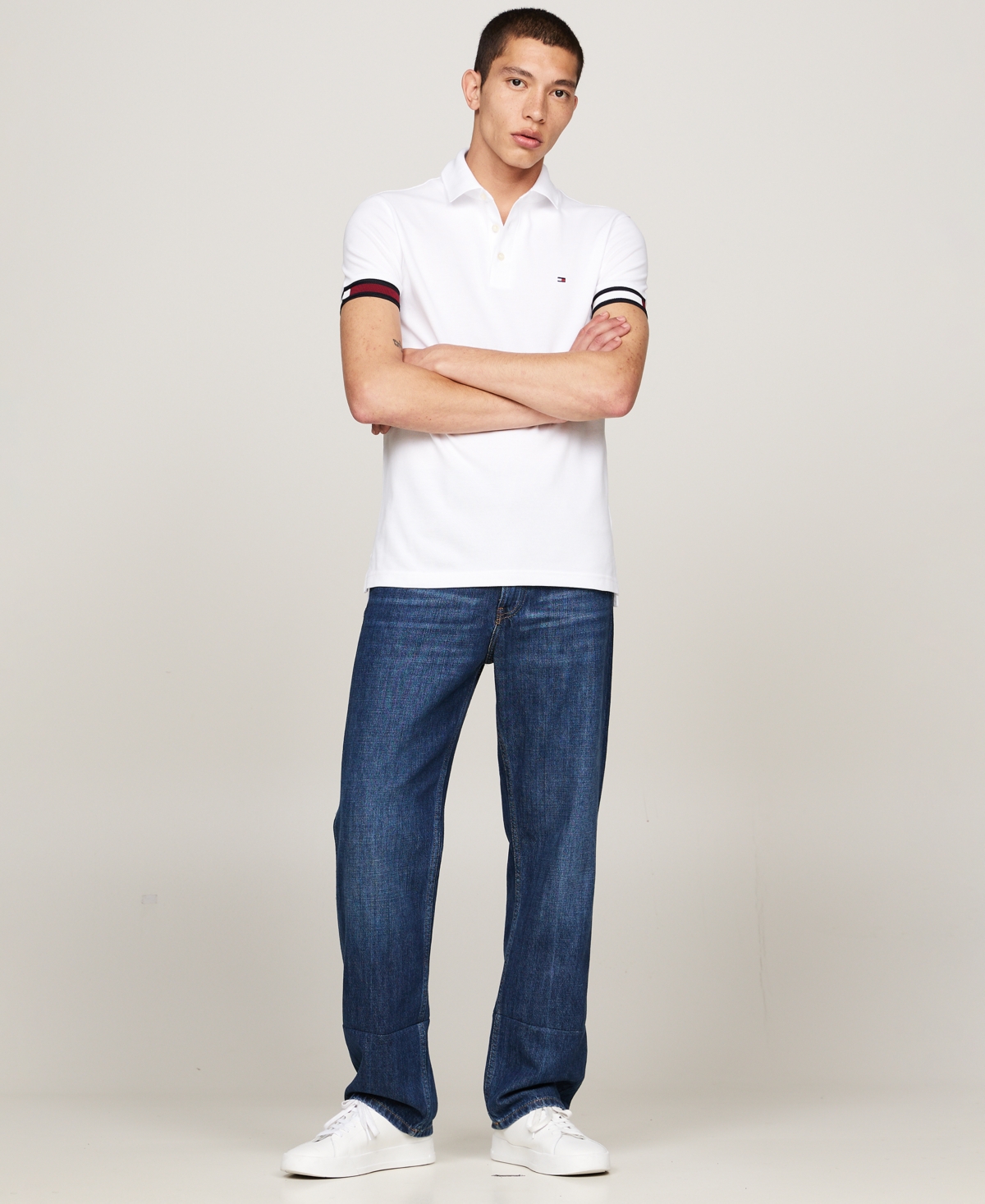 Tommy Hilfiger Men's Slim-Fit Stripe-Cuff Polo Shirt