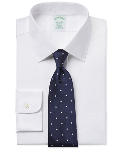 Brooks Brothers Milano Extra Slim-Fit Non-Iron White Pinpoint Solid Dress Shirt and Repp Dot Tie