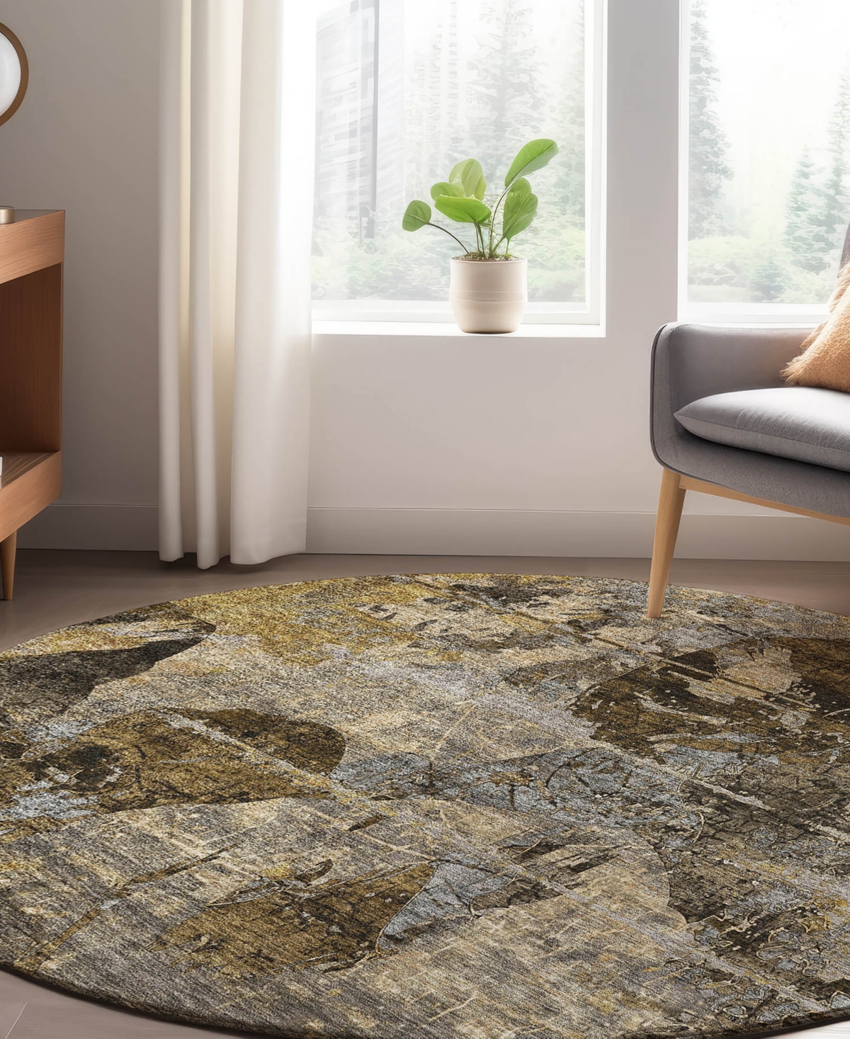 Dalyn Trevi Washable Tv15 8'x8' Round Area Rug In Mocha