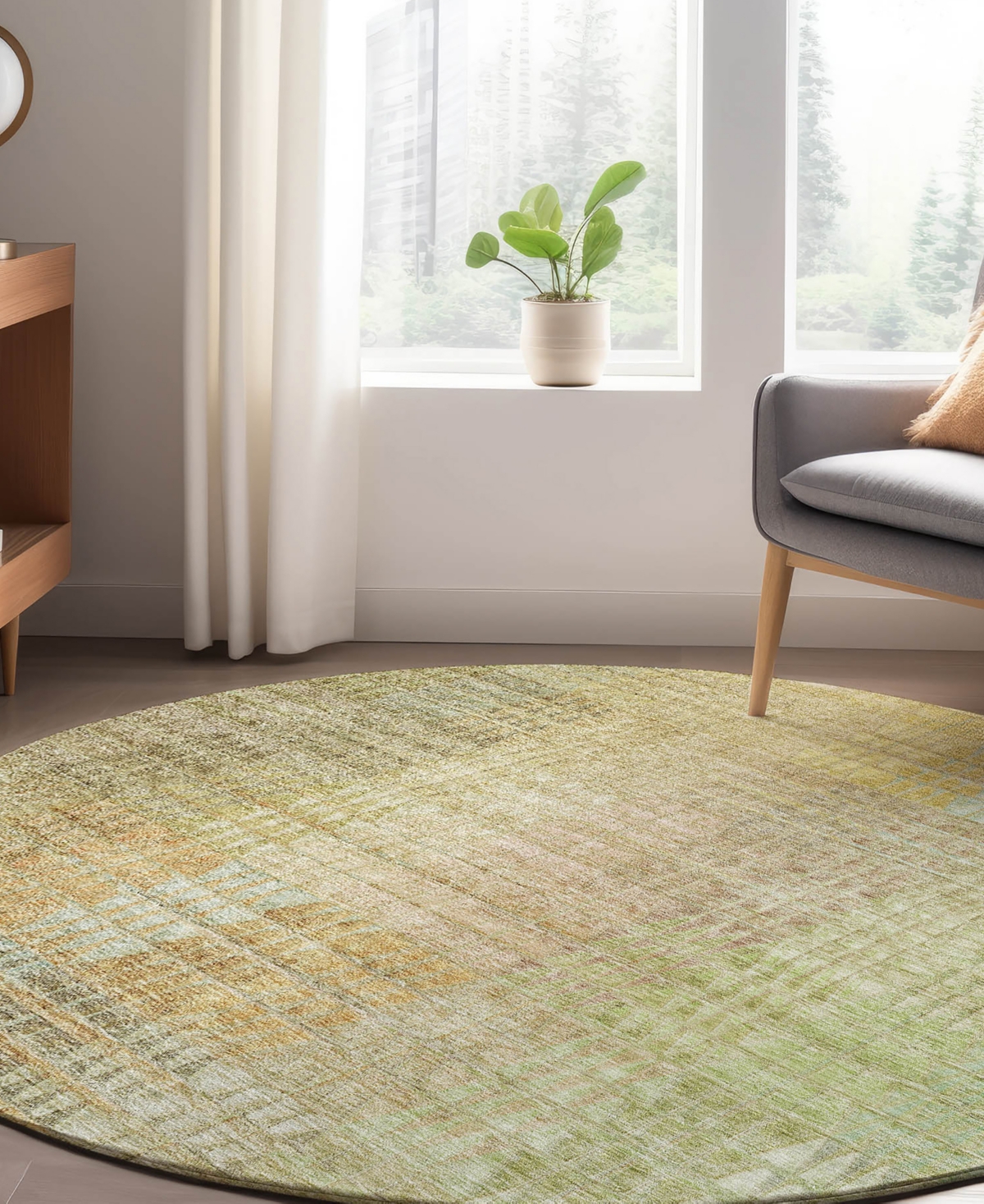 Dalyn Trevi Washable Tv6 8'x8' Round Area Rug In Beige