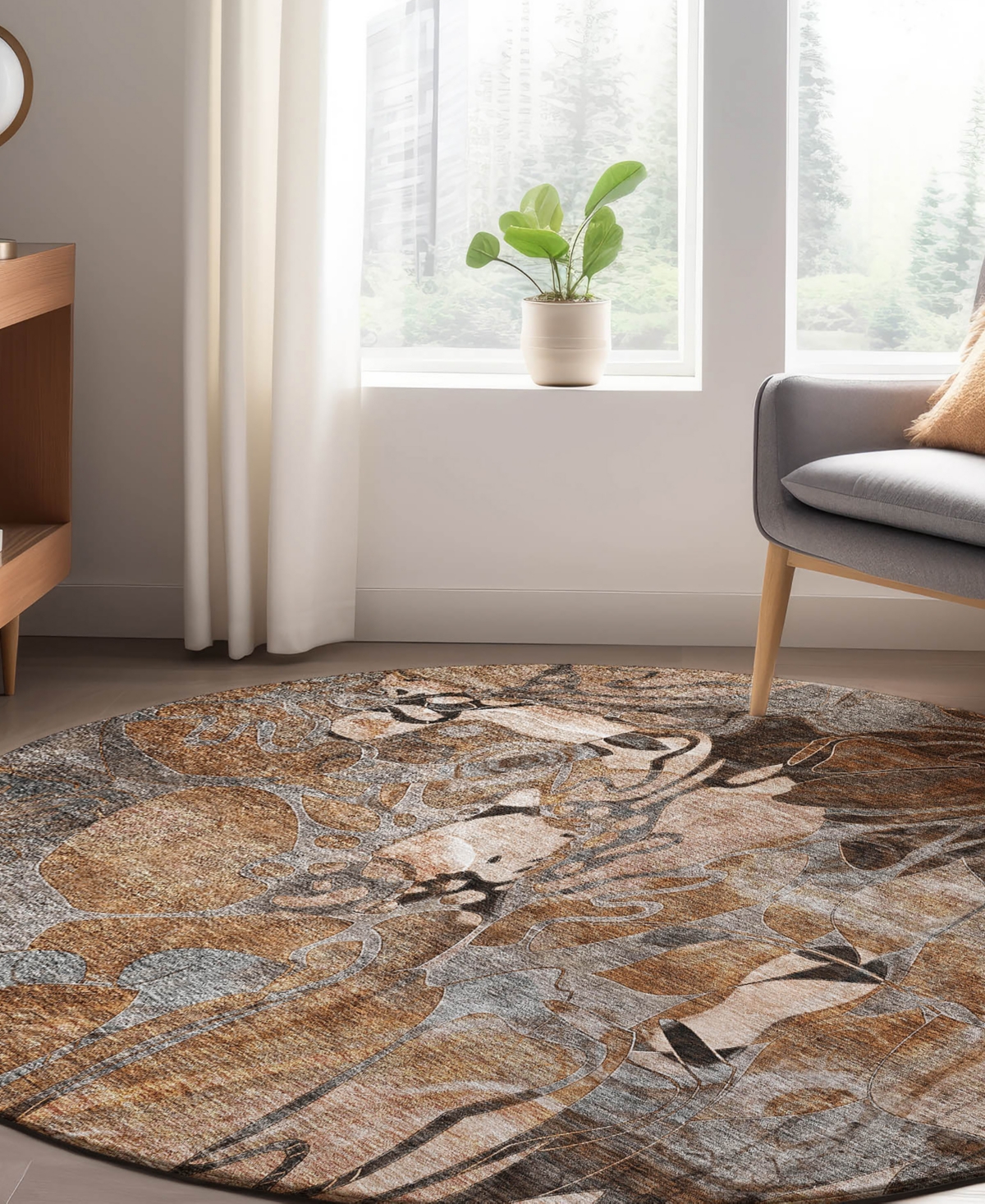 Dalyn Trevi Washable Tv17 8'x8' Round Area Rug In Paprika