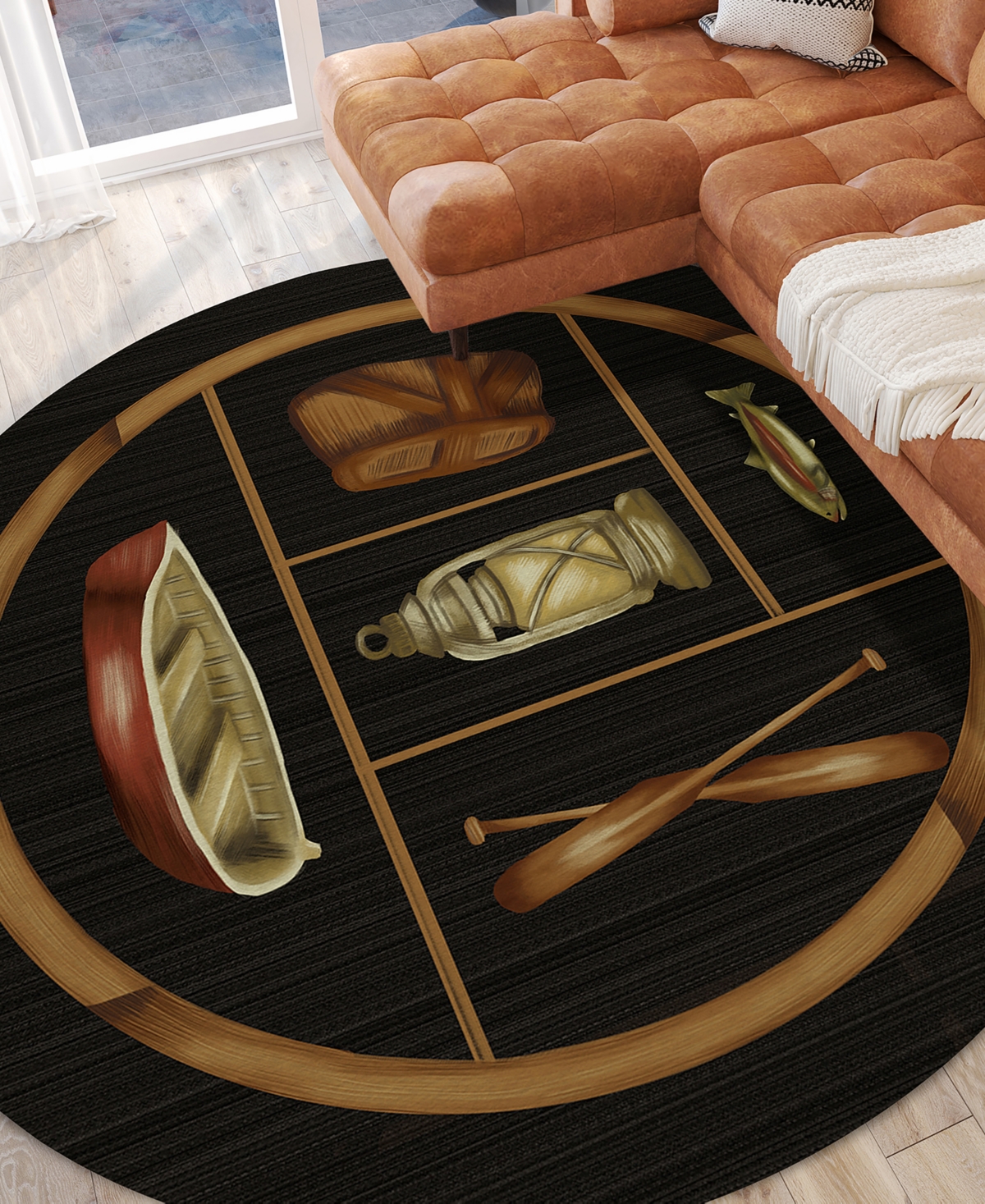 Dalyn Excursion Ex4 8'x8' Round Area Rug In Black