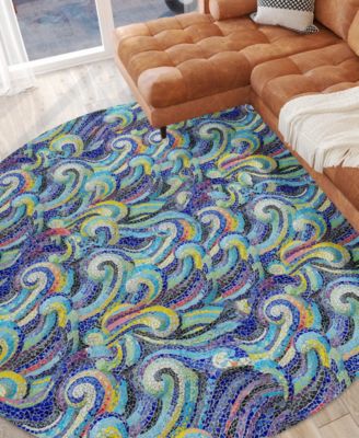 Seabreeze Washable SZ14 8'x8' Round Area Rug