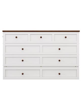 Queen Size Wood Charging Station & Storage Murphy Bed Chest