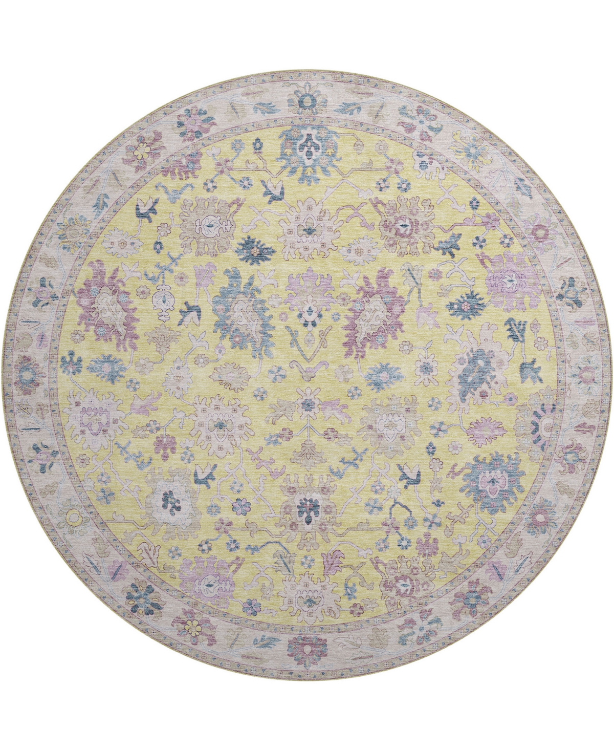 Dalyn Hatay Washable Hy7 8'x8' Round Area Rug In Yellow