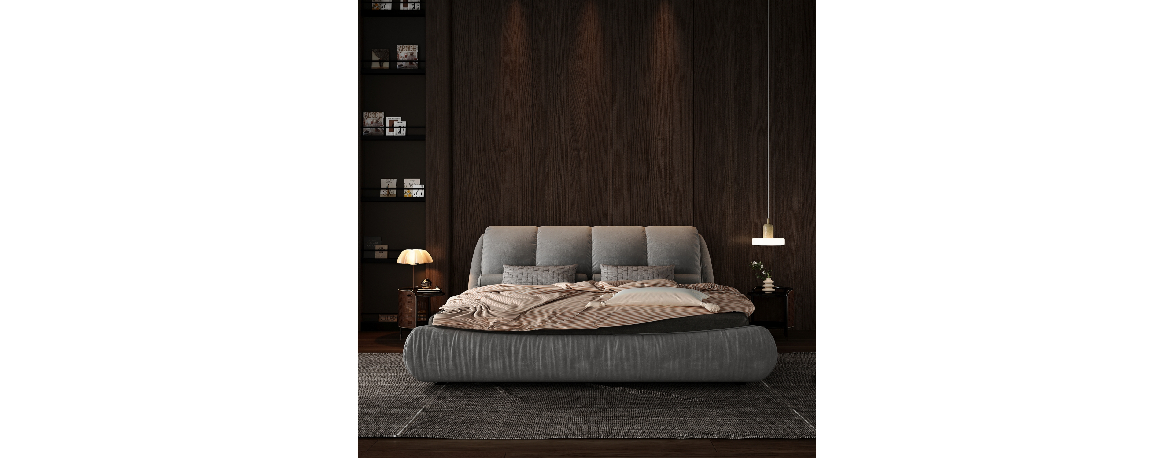 Streamdale Furniture Queen Upholstered Platform Bed with Padded Backrest