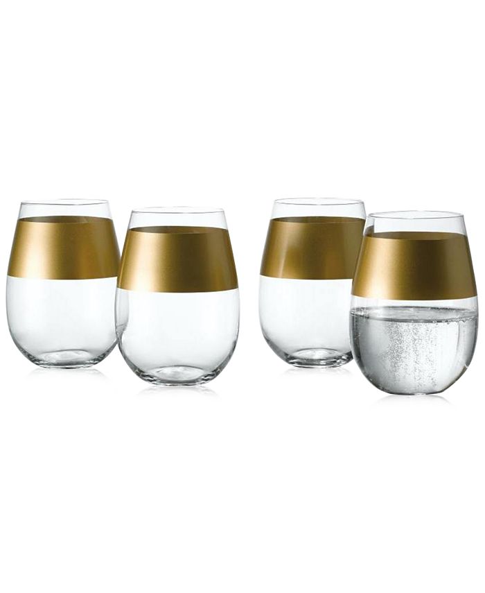 The Cellar Gold Set of 4 Stemless Wine Glasses, Created for Macy's Macy's