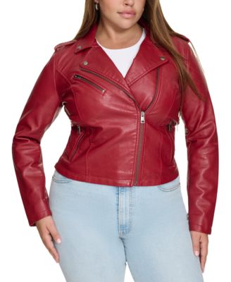 Plus size red biker jacket best sale