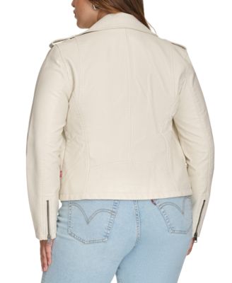 Plus Size Trendy Faux Leather Moto Jacket