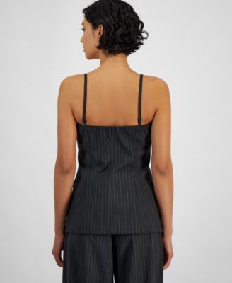 Women's Pinstriped Suiting Square-Neck Tank Top