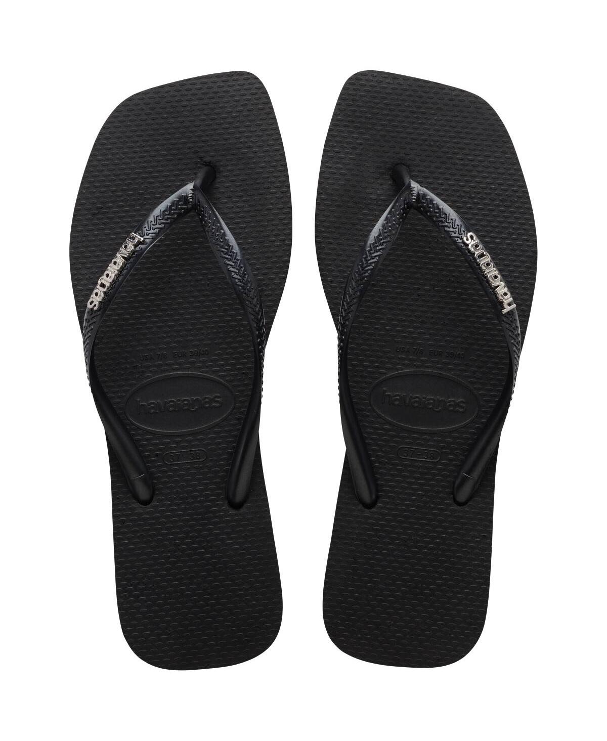 HAVAIANAS WOMEN'S SLIM SQUARE LOGO METALLIC SANDALS 