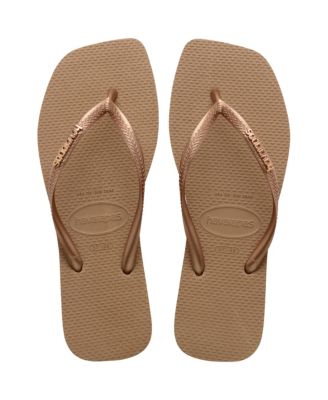 Women's Slim Square Logo Metallic Sandals