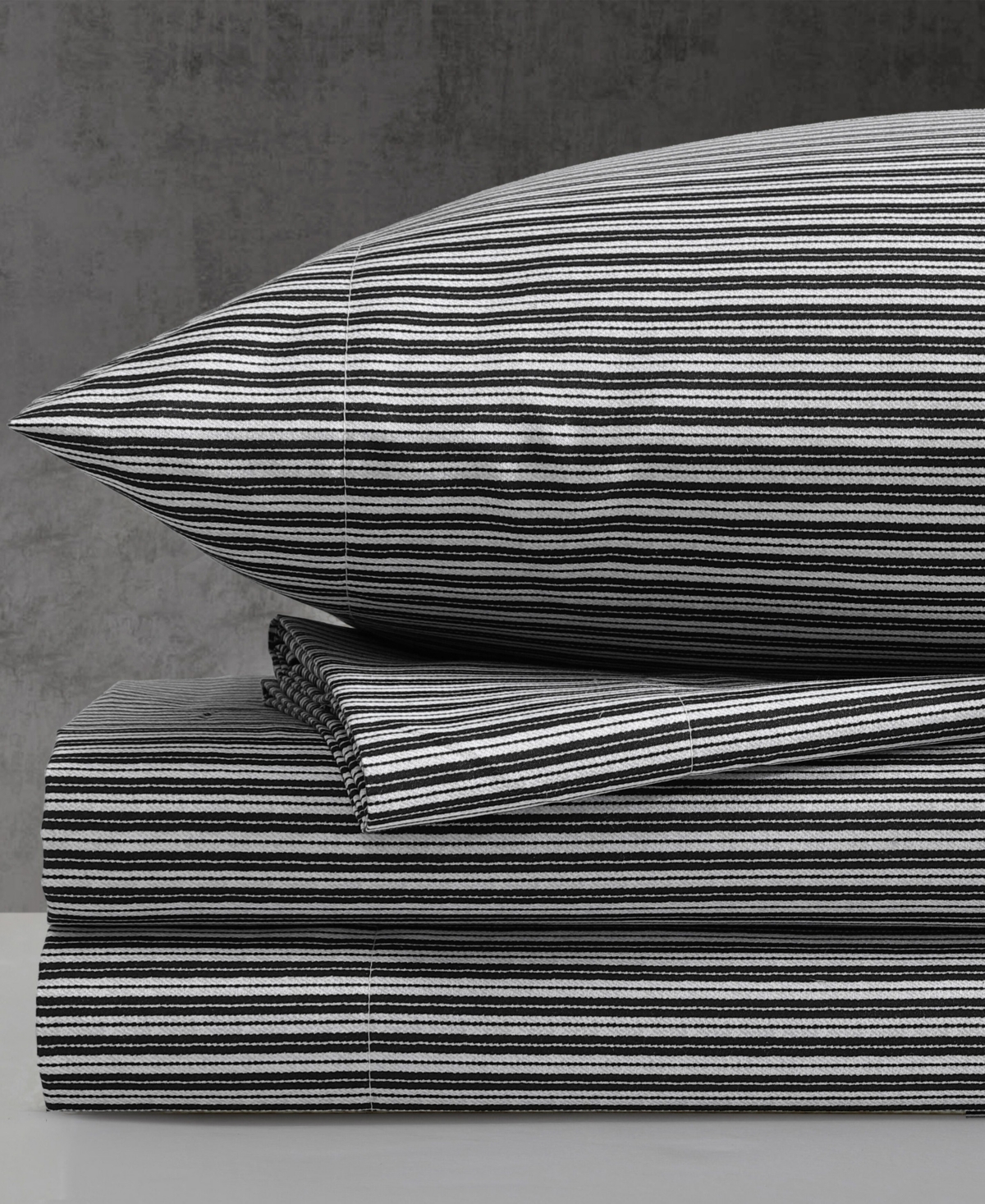 Kenneth Cole New York Microfiber 4 Piece Sheet Set, Twin In Twill Stripe