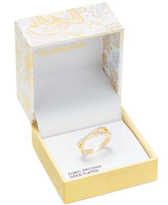 Gold-Tone Crystal Crossover Ring