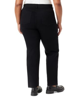 Plus Size Pull-On Straight-Leg Jeans