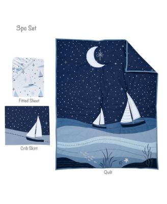 Little Skipper 3-Piece Sailboat Nautical Nursery Crib Bedding Set