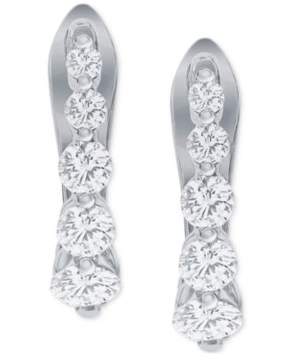 Diamond Graduated Oval Huggie Hoop Earrings (1/2 ct. t.w.) in 14k White or Yellow Gold