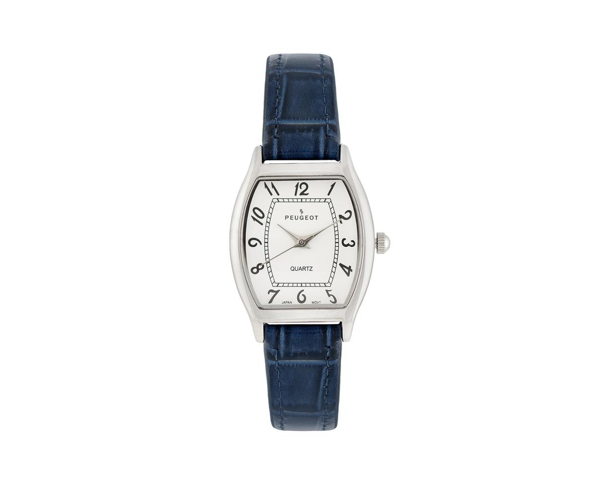 Women 26 x 32mm Cushion Shape Watch with Blue Leather Band - Blue