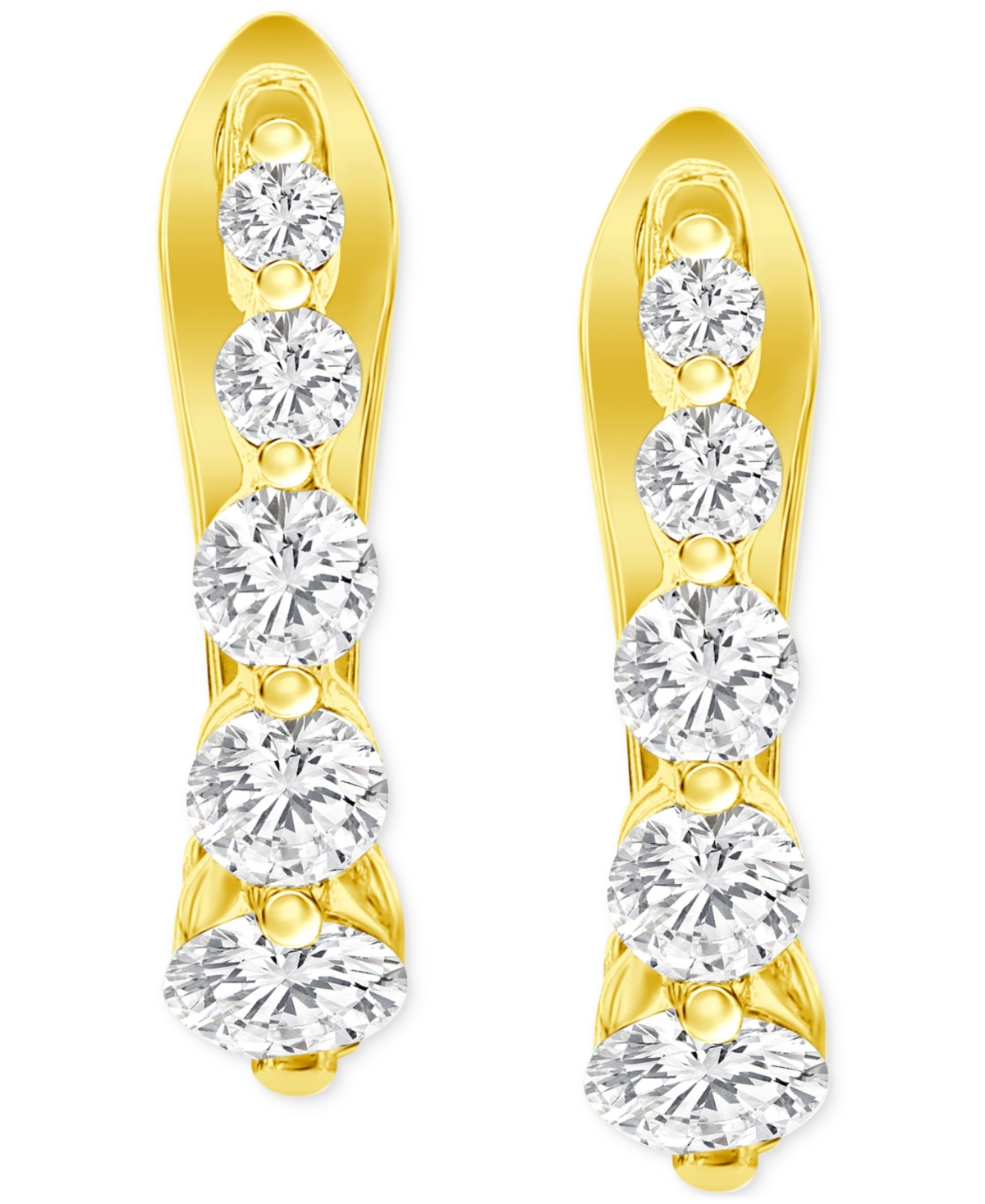 Macy's Diamond Graduated Oval Huggie Hoop Earrings (1/2 Ct. T.w.) In 14k White Or Yellow Gold In Yellow Gold