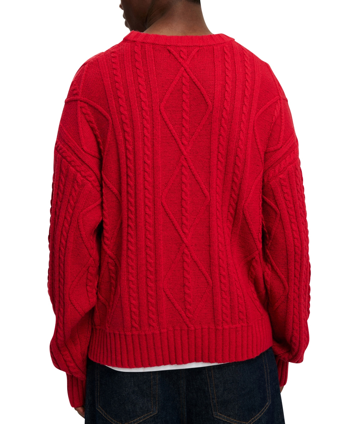 COTTON ON MEN'S CABLE KNIT CREW SWEATER 