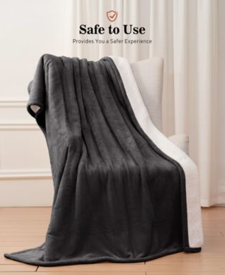 Heated Flannel and Sherpa Throw, 50" x 60"