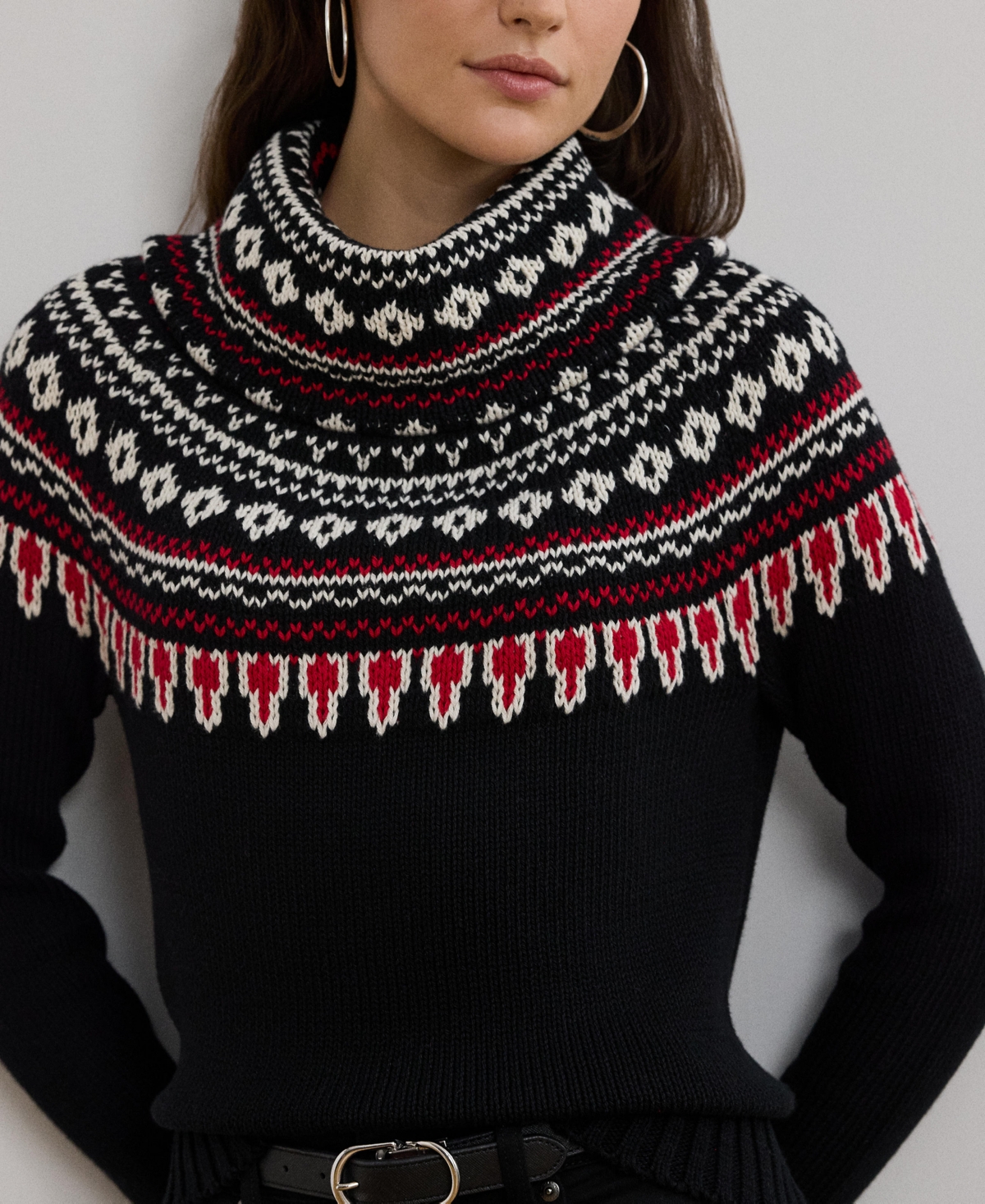 Lauren Ralph Lauren Women's Fair Isle Cotton Turtleneck Sweater, Regular & Petite