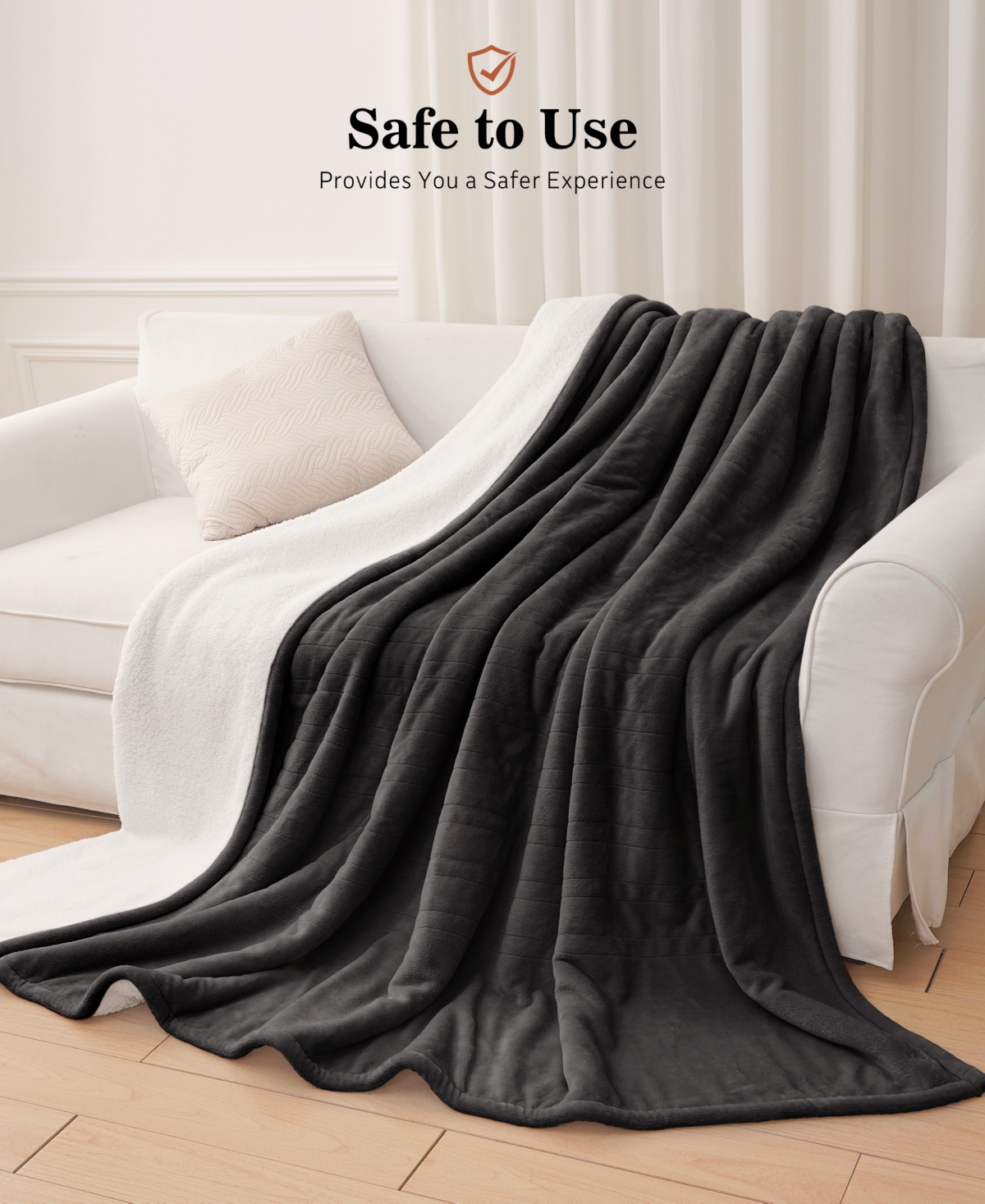 Sealy Heated Flannel and Sherpa Blanket, Queen