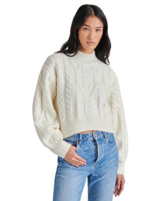 Steve Madden - Women's Marcie Cable-Knit Mock-Neck Sweater