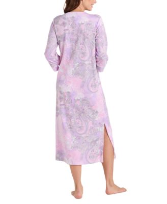 Plus Size Printed 3/4-Sleeve Long Robe