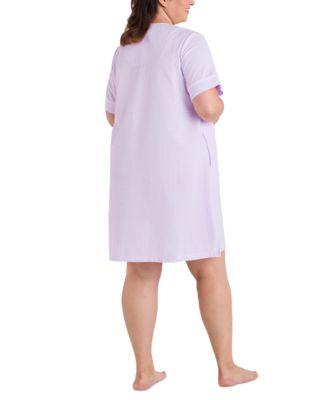 Plus Size Short-Sleeve Seersucker Robe