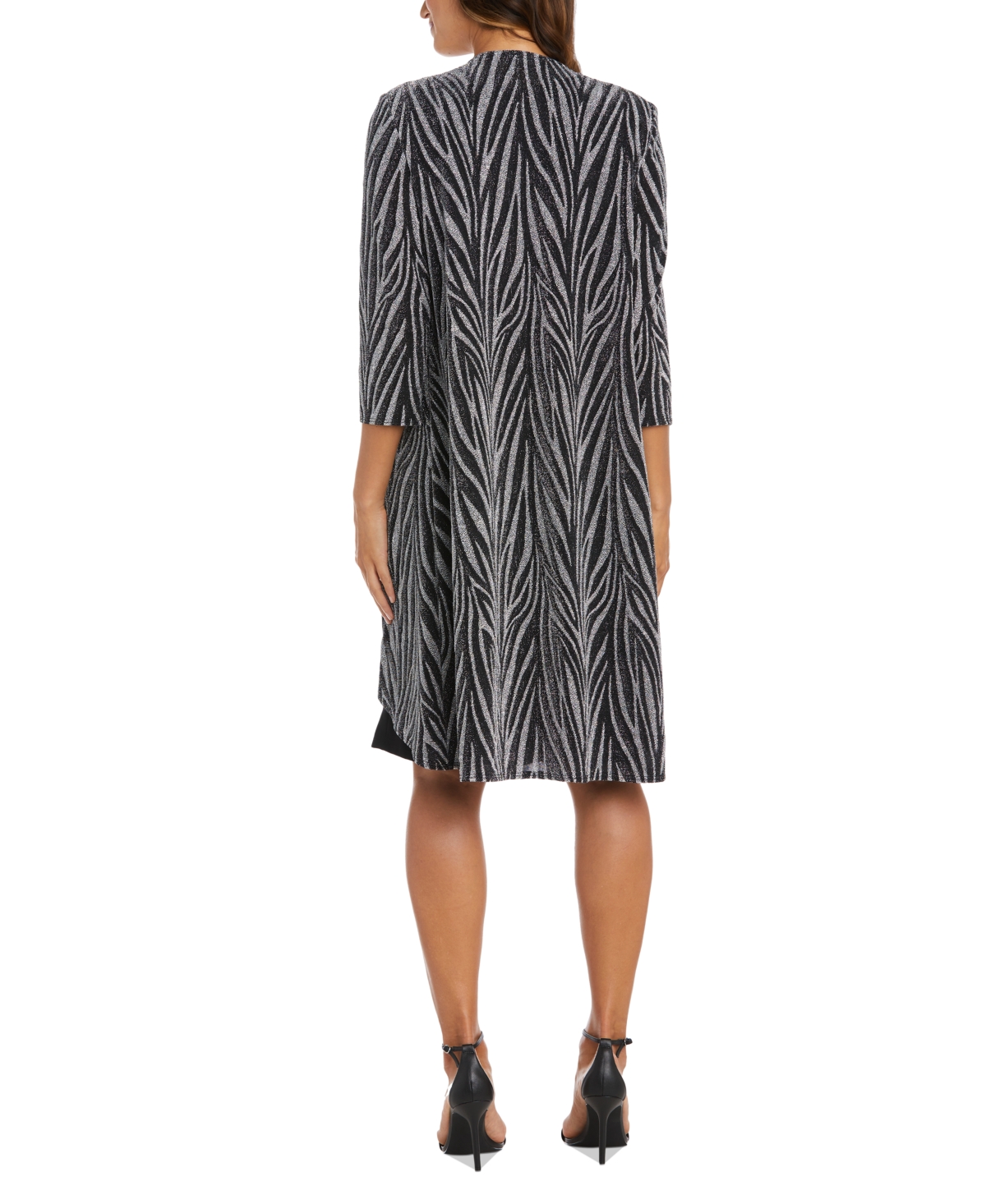 R & M Richards Petite 2-Pc. Glittered Zebra-Print Jacket & Necklace Dress Set