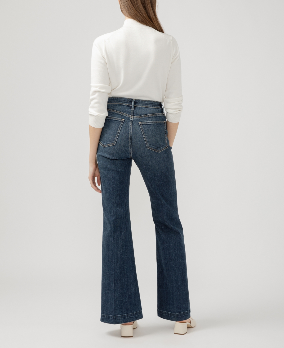 SILVER JEANS CO. WOMEN'S ISBISTER HIGH RISE FLARE LUXE STRETCH JEANS 
