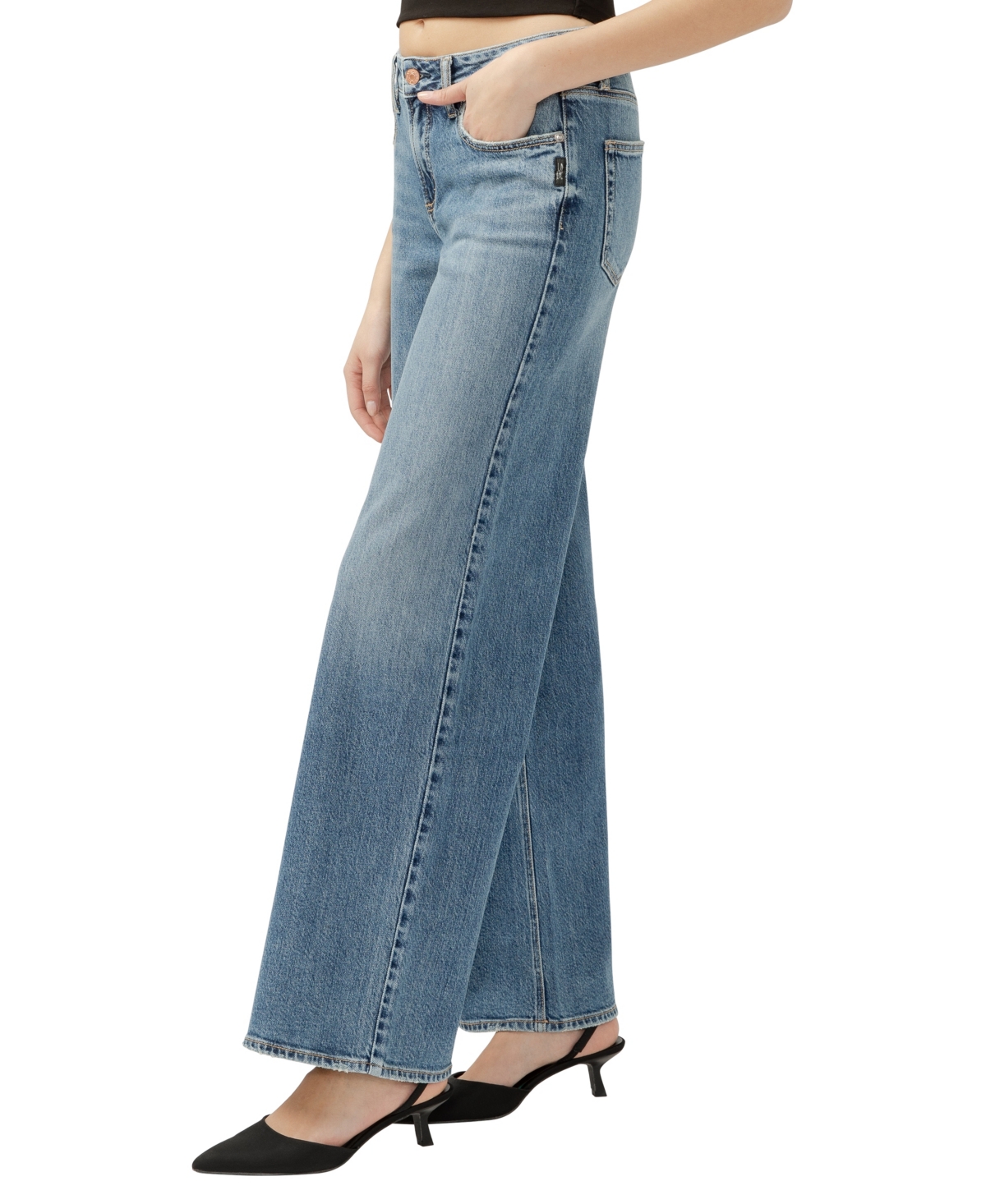 SILVER JEANS CO. WOMEN'S SUKI MID RISE CURVY FIT WIDE JEANS 