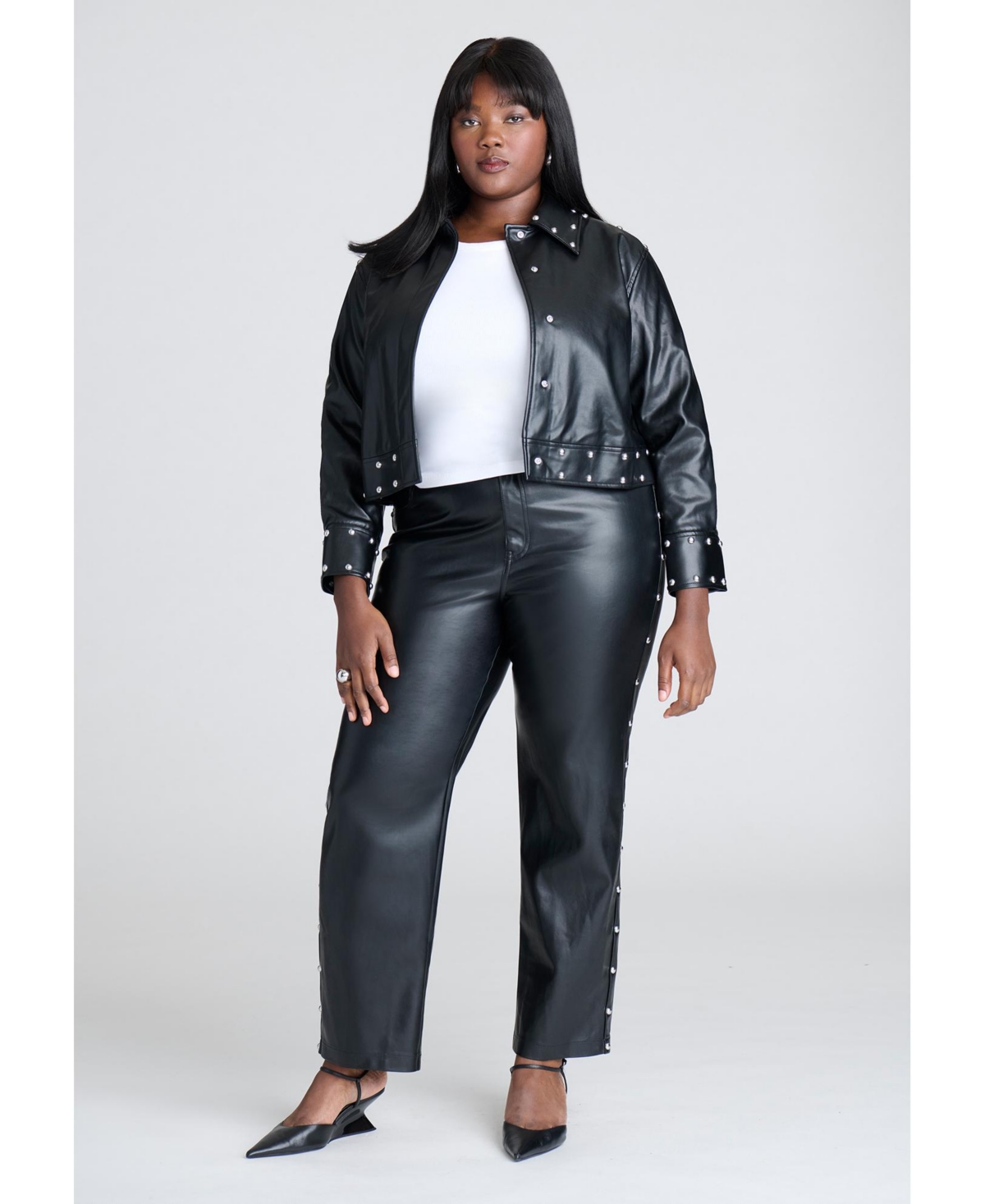 Eloquii Plus Size Studded Faux Leather Jacket