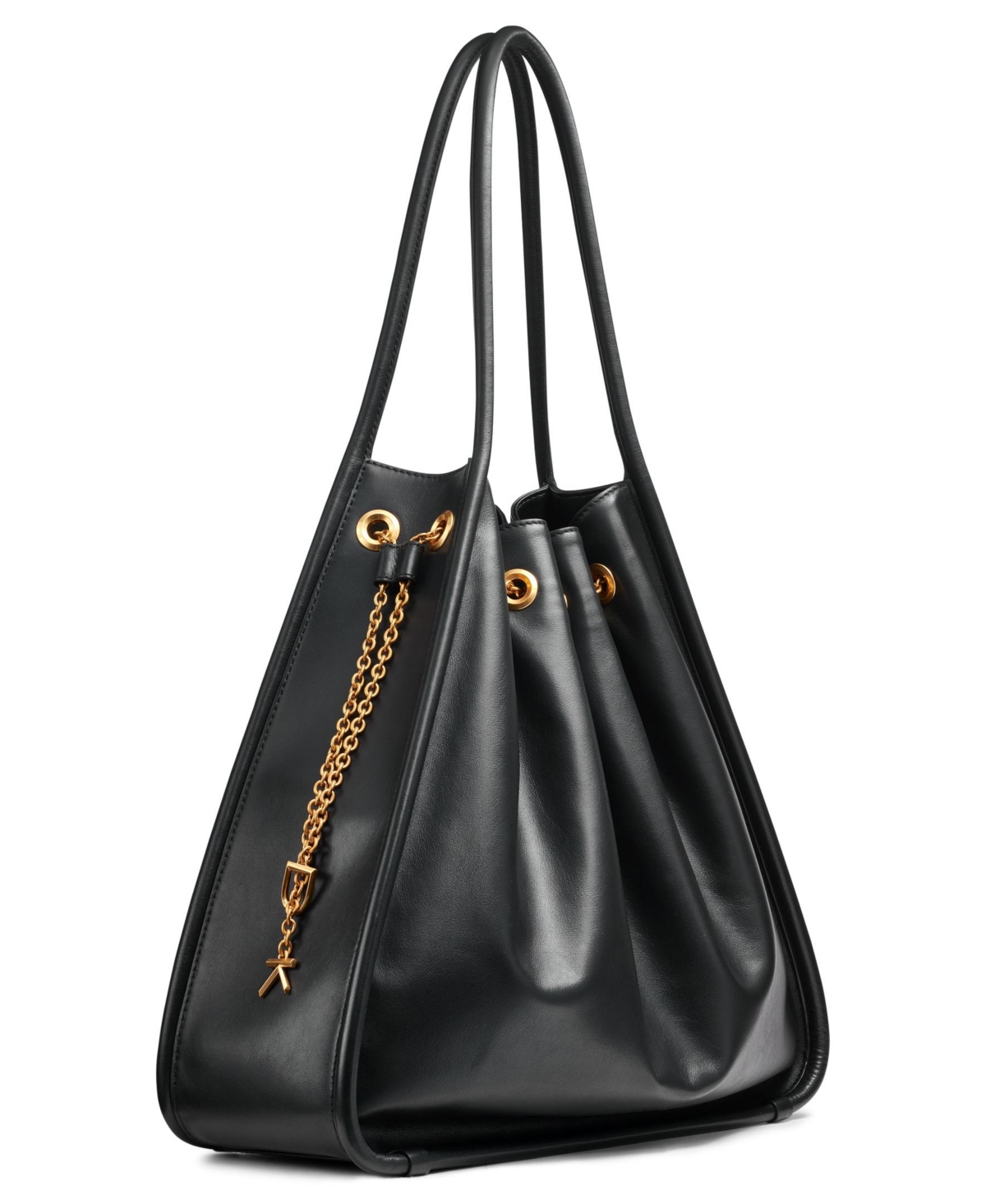 Donna Karan Plainview Chain Drawstring Tote Bag In Black,gold
