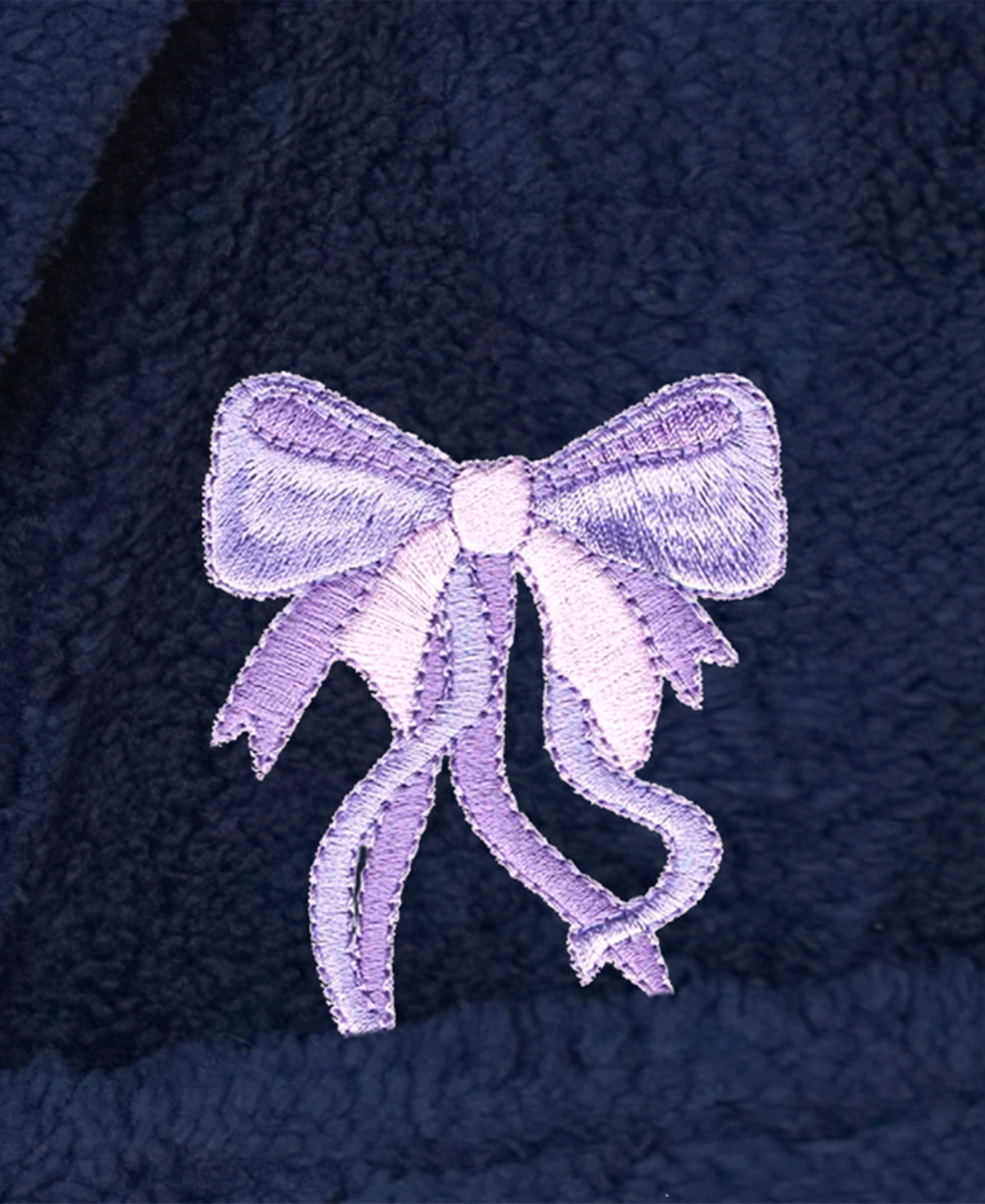 Linum Home Kids Bow Super Plush Double Brushed Hooded Bathrobe In Navy,purple