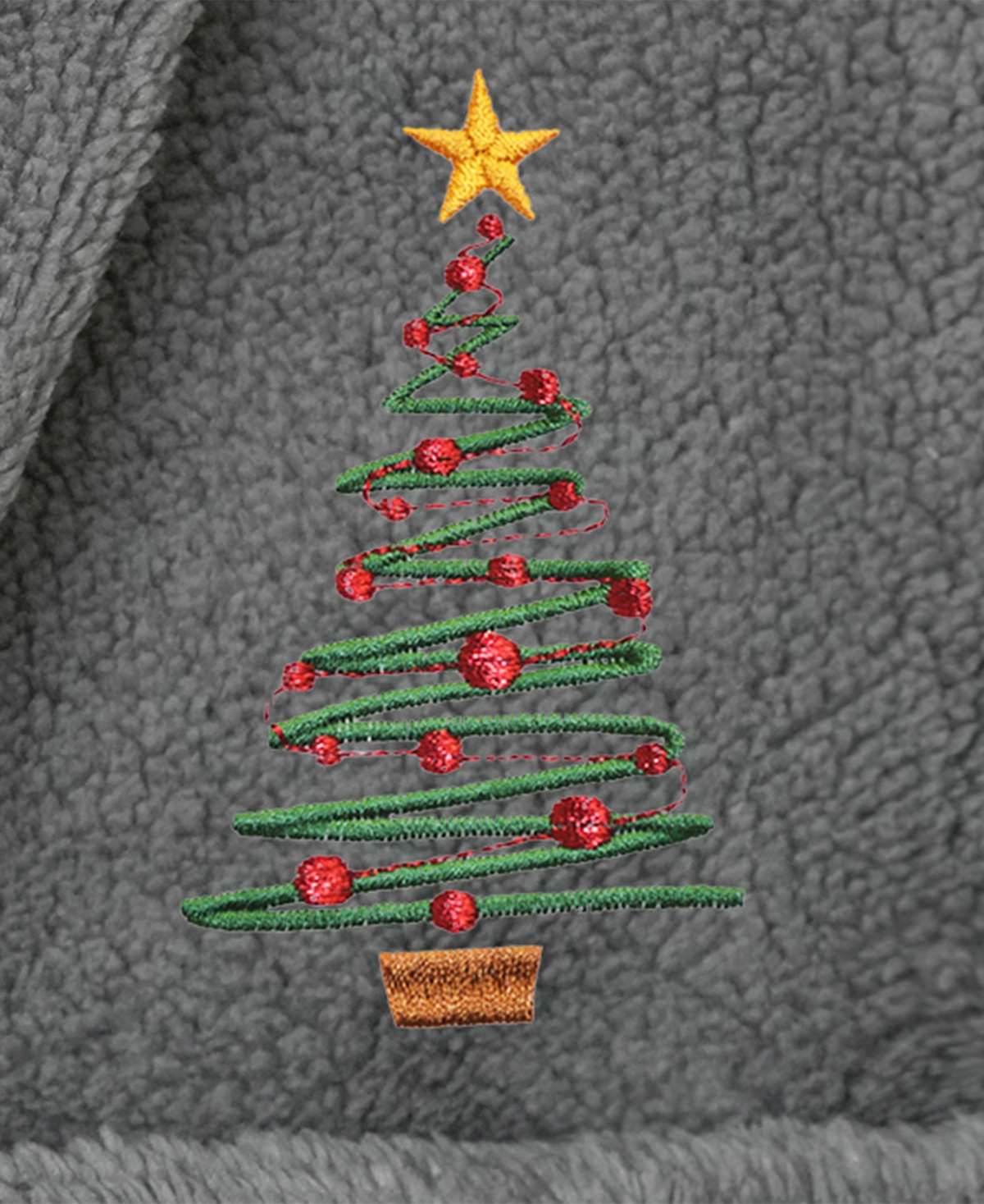 Linum Home Christmas Tree Kids Super Plush Double Brushed Hooded Bathrobe In Grey