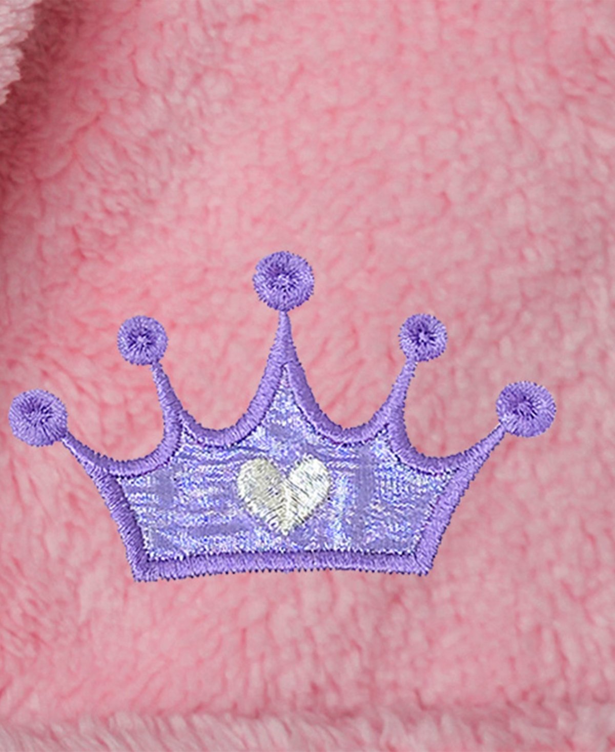 Linum Home Kids Crown Super Plush Double Brushed Hooded Bathrobe In Pink,purple