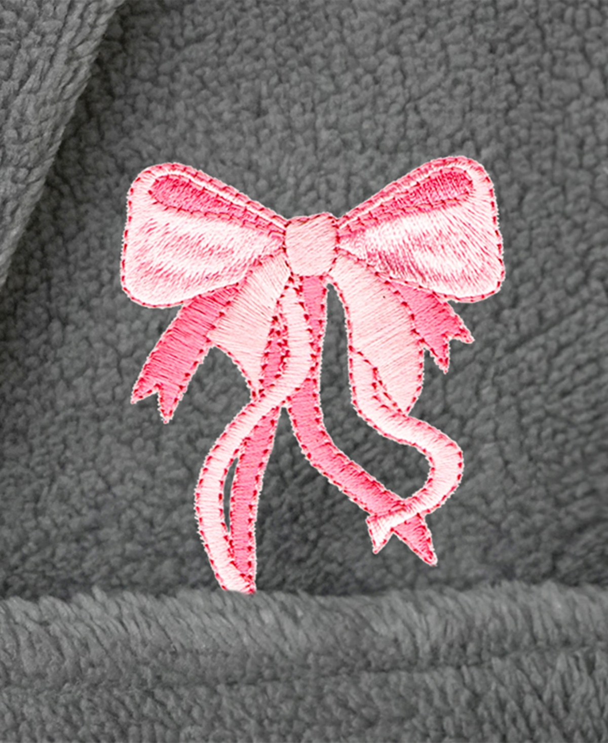 Linum Home Kids Bow Super Plush Double Brushed Hooded Bathrobe In Grey,pink