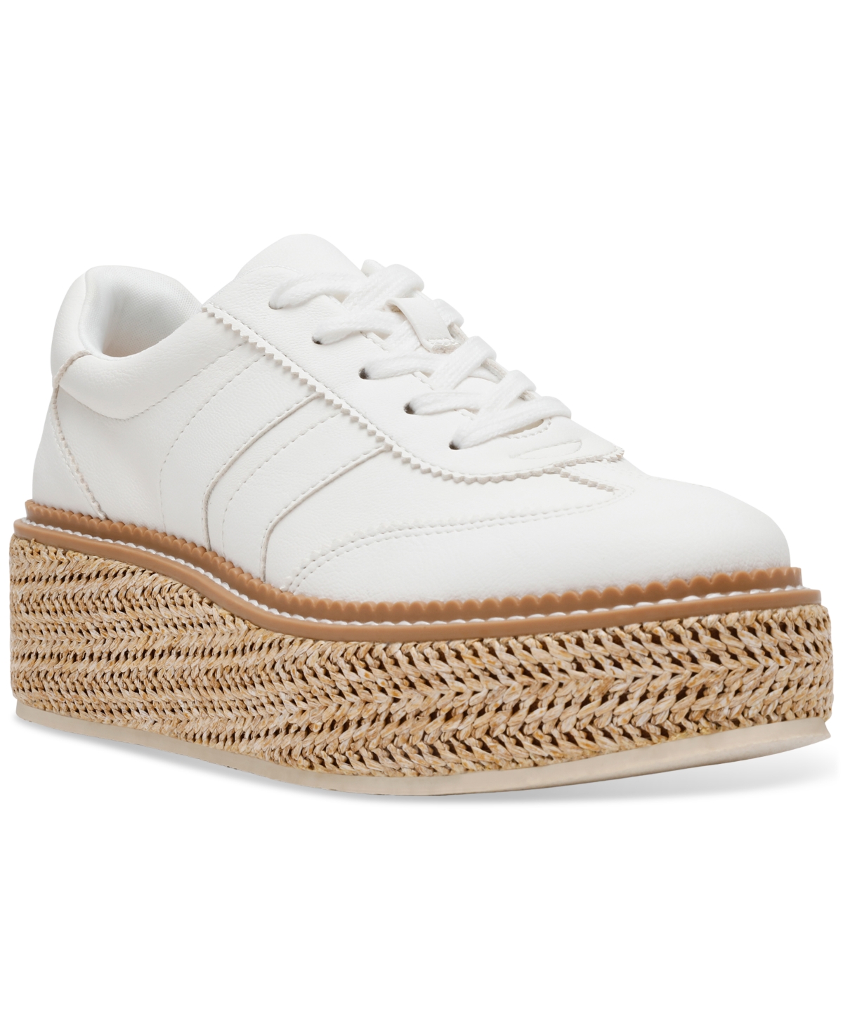 Dv Dolce Vita Women's Barkley Raffia Platform Lace-up Sneakers In White